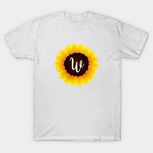 Floral Monogram W Bright Yellow Sunflower T-Shirt